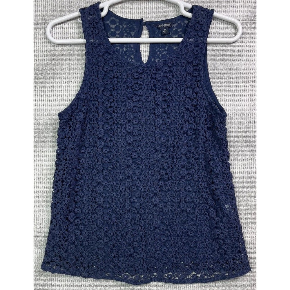 Lucky Brand Top Medium Blouse Lace Overlay Sleeveless
